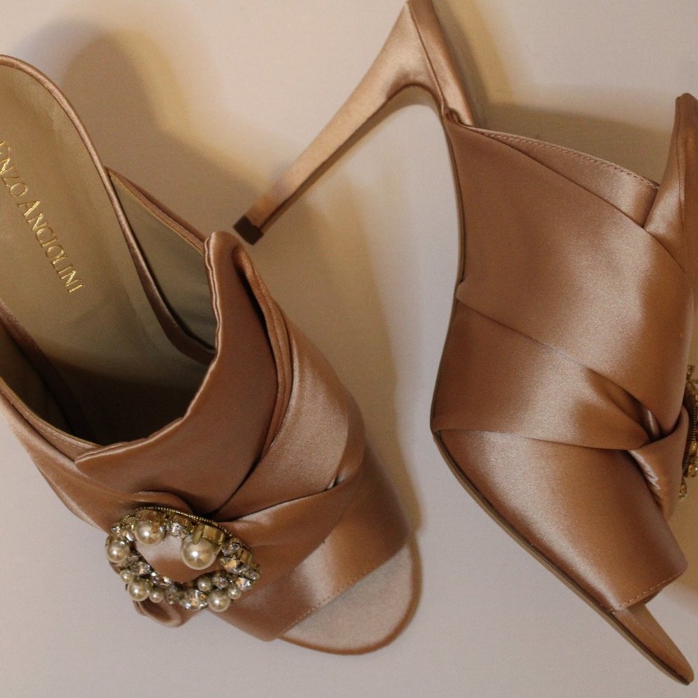 Enzo Angiolini Satin Heeled Mules
